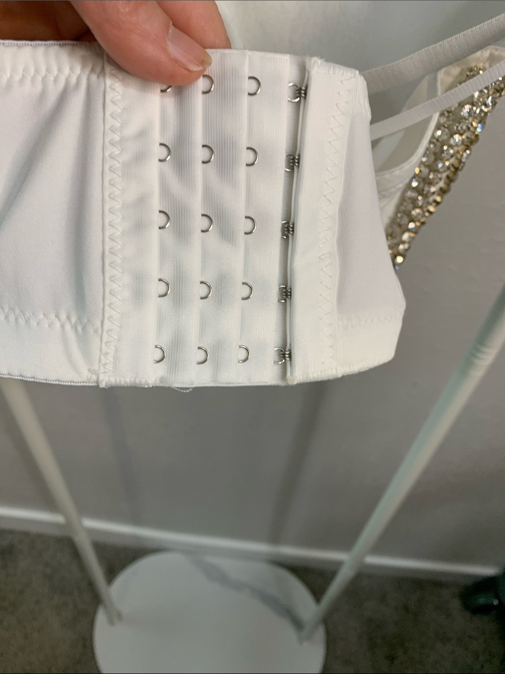 Crystal-Embellished Sequin Bustier Top - Silver - Picture 3 of 9